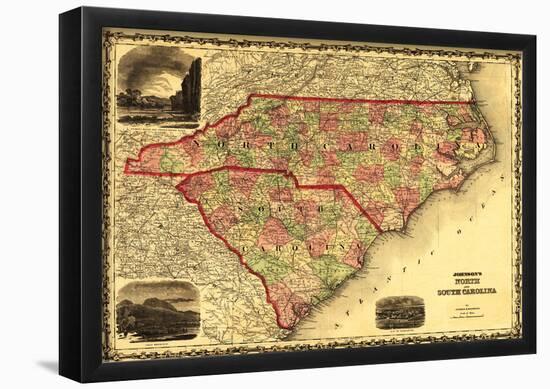 North And South Carolina - Panoramic Map-null-Framed Poster