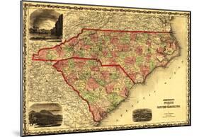 North And South Carolina - Panoramic Map-null-Mounted Poster