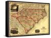 North and South Carolina - Panoramic Map-Lantern Press-Framed Stretched Canvas