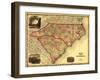 North and South Carolina - Panoramic Map-Lantern Press-Framed Art Print