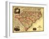 North and South Carolina - Panoramic Map-Lantern Press-Framed Art Print