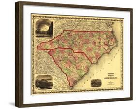 North and South Carolina - Panoramic Map-Lantern Press-Framed Art Print