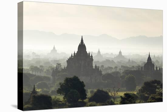 North and South Guni Temples Pagodas and Stupas in Early Morning Mist at Sunrise-Stephen Studd-Stretched Canvas