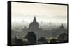 North and South Guni Temples Pagodas and Stupas in Early Morning Mist at Sunrise-Stephen Studd-Framed Stretched Canvas