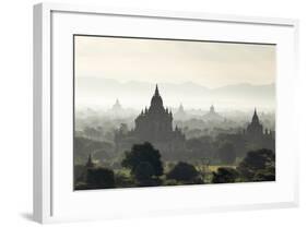 North and South Guni Temples Pagodas and Stupas in Early Morning Mist at Sunrise-Stephen Studd-Framed Photographic Print