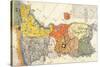 North and South Korea - Panoramic Map-Lantern Press-Stretched Canvas