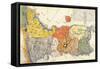 North and South Korea - Panoramic Map-Lantern Press-Framed Stretched Canvas