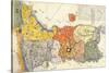 North and South Korea - Panoramic Map-Lantern Press-Stretched Canvas