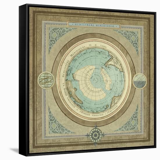 North and South Map II-Elizabeth Medley-Framed Stretched Canvas