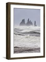 North Atlantic Coast During a Winter Storm with Heavy Gales. Reynisdrangar Sea Stacks-Martin Zwick-Framed Photographic Print