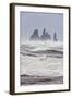 North Atlantic Coast During a Winter Storm with Heavy Gales. Reynisdrangar Sea Stacks-Martin Zwick-Framed Photographic Print