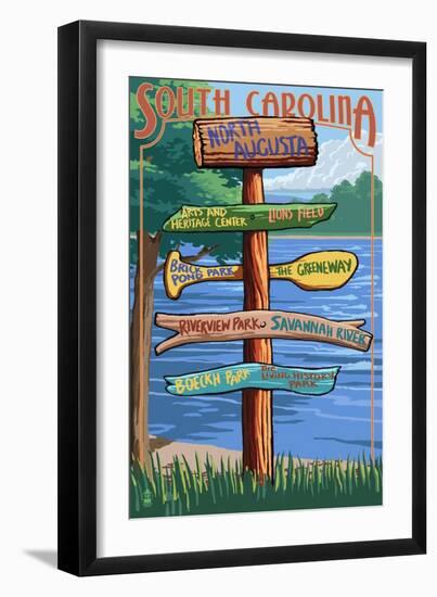 North Augusta, South Carolina - Sign Destinations-Lantern Press-Framed Art Print