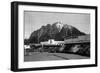 North Bend, Washington - View of Mt. Si and Thompson's Cafe-Lantern Press-Framed Art Print