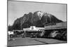 North Bend, Washington - View of Mt. Si and Thompson's Cafe-Lantern Press-Mounted Art Print