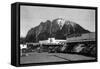 North Bend, Washington - View of Mt. Si and Thompson's Cafe-Lantern Press-Framed Stretched Canvas