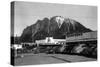 North Bend, Washington - View of Mt. Si and Thompson's Cafe-Lantern Press-Stretched Canvas