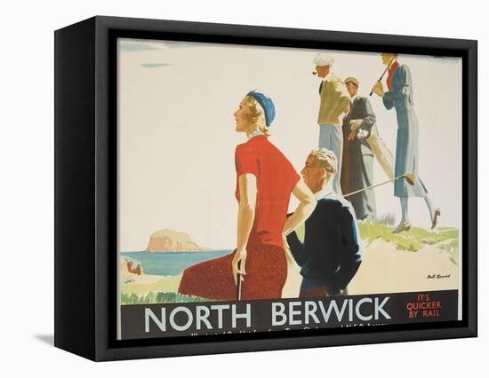 North Berwick Poster-Andrew Johnson-Framed Stretched Canvas