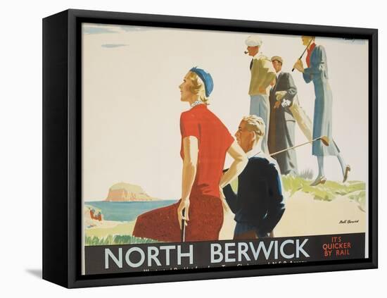 North Berwick Poster-Andrew Johnson-Framed Stretched Canvas