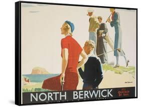 North Berwick Poster-Andrew Johnson-Framed Stretched Canvas