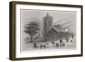 North Berwick Witches: Dr. Fian and Companions Fly Round a Church as They Confess to King James Vi-F. Armytage-Framed Art Print