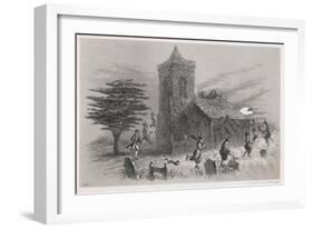 North Berwick Witches: Dr. Fian and Companions Fly Round a Church as They Confess to King James Vi-F. Armytage-Framed Art Print