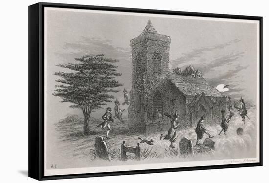 North Berwick Witches: Dr. Fian and Companions Fly Round a Church as They Confess to King James Vi-F. Armytage-Framed Stretched Canvas