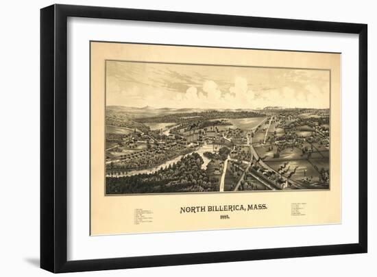 North Billerica, Massachusetts - Panoramic Map-Lantern Press-Framed Art Print