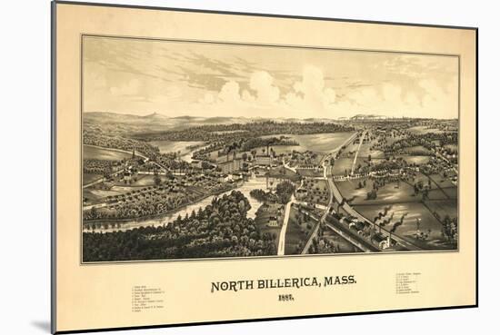 North Billerica, Massachusetts - Panoramic Map-Lantern Press-Mounted Art Print