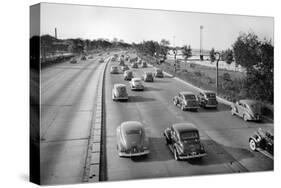 North Bound Lake Shore Drive in Chicago, Ca. 1946.-Kirn Vintage Stock-Stretched Canvas