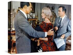 NORTH BY NORTHWEST, 1959 directed by ALFRED HITCHCOCK Cary Grant, Eva Marie Saint and James Mason (-null-Stretched Canvas