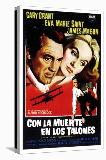 North by Northwest, (aka Con La Muerte En Los Talones), Spanish Poster Art, 1959-null-Stretched Canvas