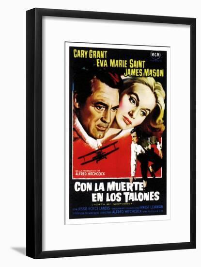 North by Northwest, (aka Con La Muerte En Los Talones), Spanish Poster Art, 1959-null-Framed Art Print