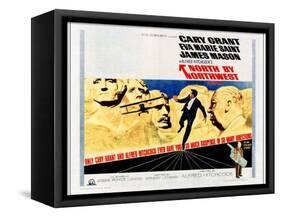 North by Northwest, Cary Grant, Alfred Hitchcock on 1966 Poster Art, 1959-null-Framed Stretched Canvas