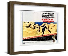 North by Northwest, Cary Grant, Alfred Hitchcock on 1966 Poster Art, 1959-null-Framed Art Print