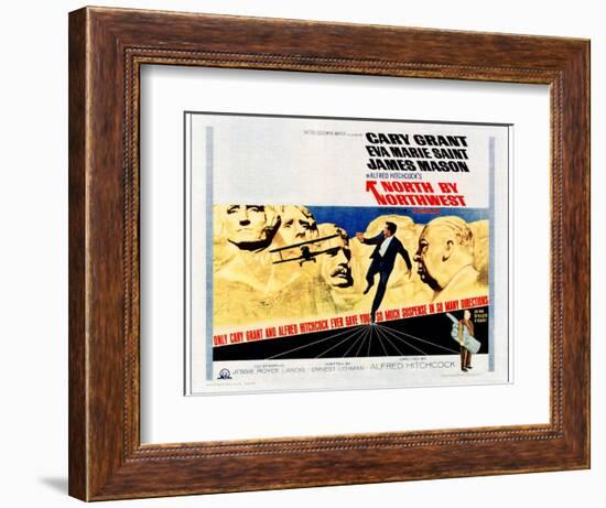 North by Northwest, Cary Grant, Alfred Hitchcock on 1966 Poster Art, 1959-null-Framed Art Print