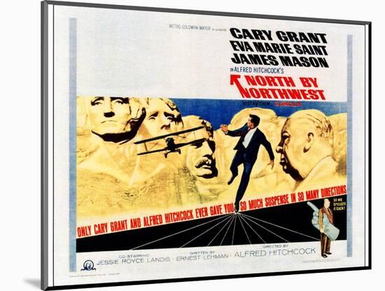 North by Northwest, Cary Grant, Alfred Hitchcock on 1966 Poster Art, 1959-null-Mounted Art Print