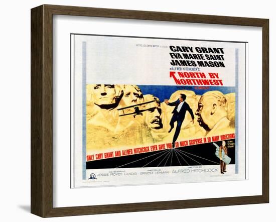 North by Northwest, Cary Grant, Alfred Hitchcock on 1966 Poster Art, 1959-null-Framed Art Print