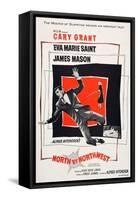 North by Northwest, Cary Grant, Eva Marie Saint on poster art, 1959-null-Framed Stretched Canvas