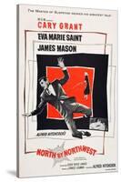 North by Northwest, Cary Grant, Eva Marie Saint on poster art, 1959-null-Stretched Canvas