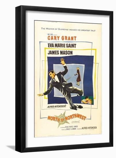 North by Northwest, Cary Grant, Eva Marie Saint on Poster Art, 1959-null-Framed Art Print