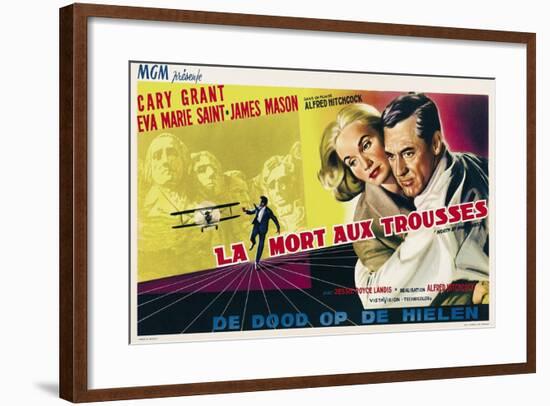 North by Northwest, Eva Marie Saint, Cary Grant on Belgian Poster Art, 1959-null-Framed Art Print