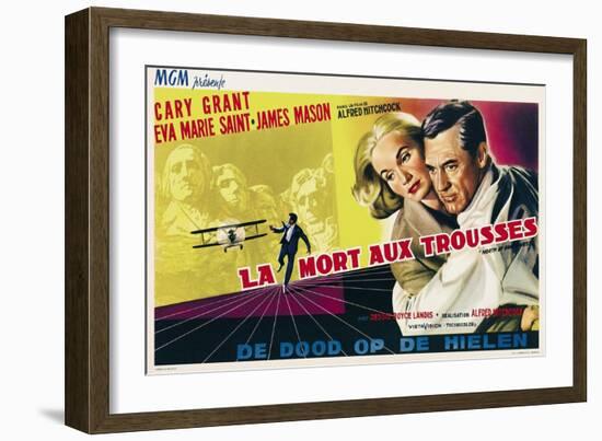 North by Northwest, Eva Marie Saint, Cary Grant on Belgian Poster Art, 1959-null-Framed Art Print