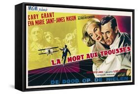 North by Northwest, Eva Marie Saint, Cary Grant on Belgian Poster Art, 1959-null-Framed Stretched Canvas