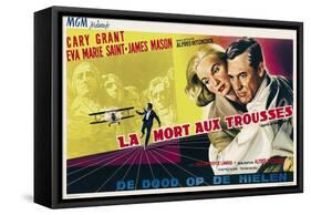 North by Northwest, Eva Marie Saint, Cary Grant on Belgian Poster Art, 1959-null-Framed Stretched Canvas