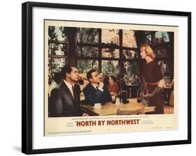 North by Northwest, Lobbycard, From Left, Cary Grant, James Mason, Eva Marie Saint, 1959-null-Framed Art Print