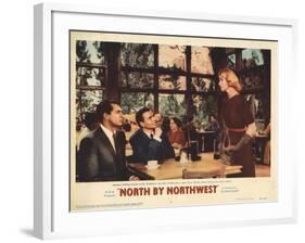 North by Northwest, Lobbycard, From Left, Cary Grant, James Mason, Eva Marie Saint, 1959-null-Framed Art Print