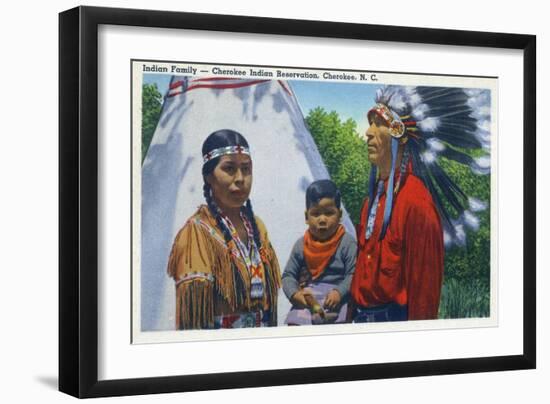 North Carolina - A Typical Indian Family on Qualla Reservation-Lantern Press-Framed Art Print