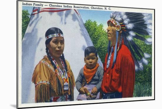 North Carolina - A Typical Indian Family on Qualla Reservation-Lantern Press-Mounted Art Print