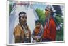 North Carolina - A Typical Indian Family on Qualla Reservation-Lantern Press-Mounted Art Print