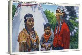 North Carolina - A Typical Indian Family on Qualla Reservation-Lantern Press-Stretched Canvas